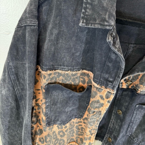 Oli&Hali jean jacket black leopard pathwork denim distressed medium SP213 - Picture 5 of 15
